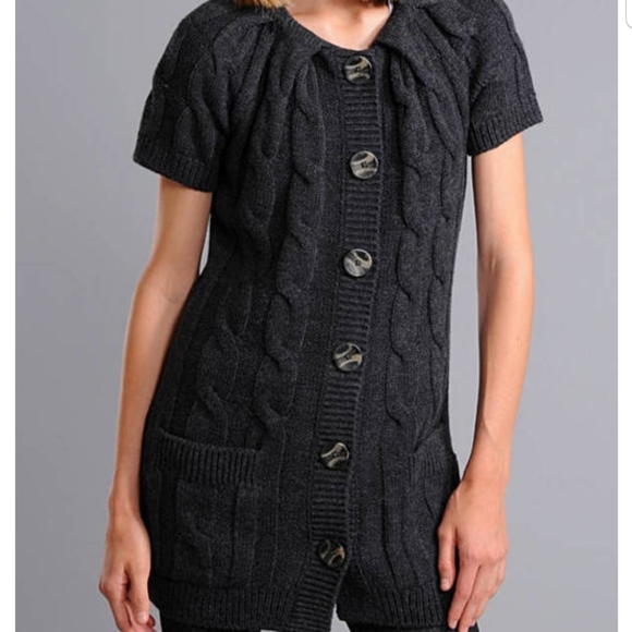 VINCE | alpaca/wool button short sleeve sweater - Picture 10 of 10